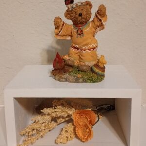 Teddy Bear Figurine in Mustard Yellow Outfit